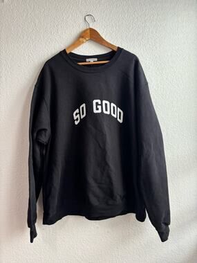 Good American Cotton Black Crewneck Sweatshirt SO GOOD Size 5 2XL 3XL